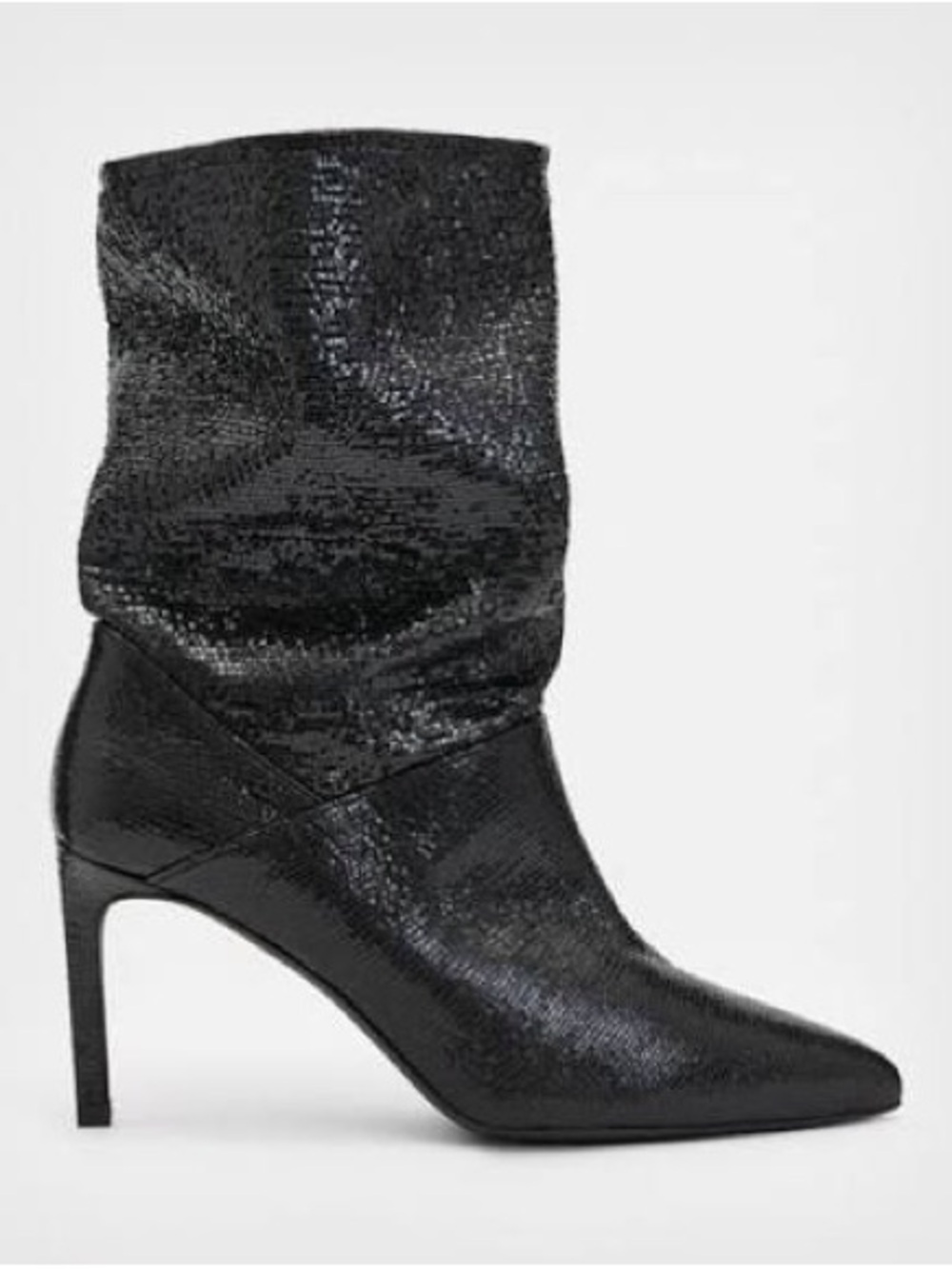 SPARKLY AllSaints . Shimmer Metallic Black Boots . Sz.40 ✨ - Picture 3 of 5